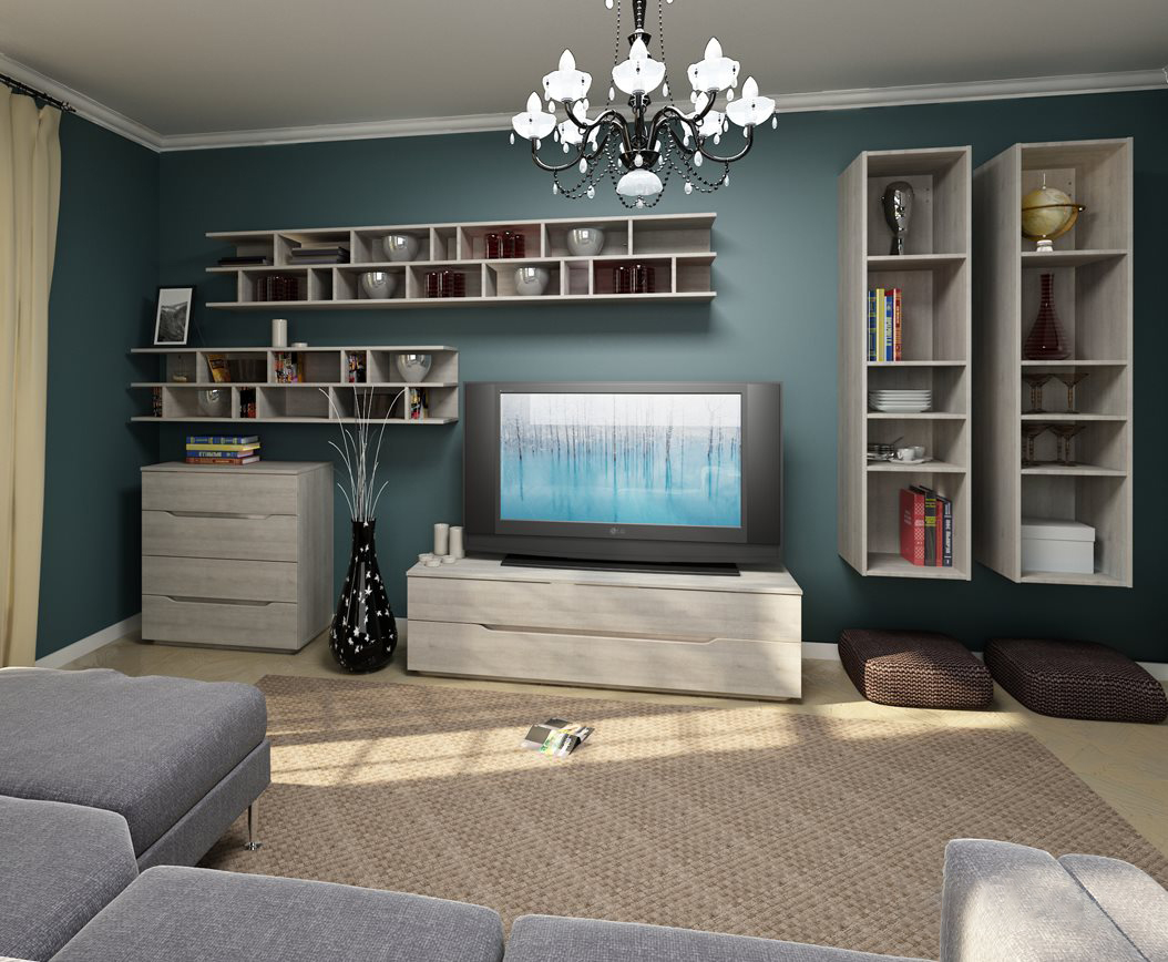 Гостиная "Фореста" дуб аутентик серый (6 элементов)