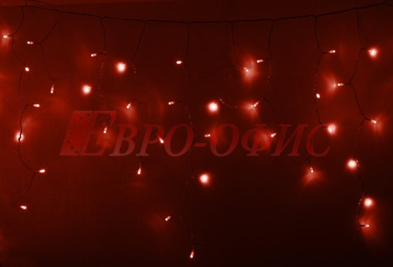 Гирлянда Айсикл (бахрома) светодиодный, 4,8 х 0,6 м, прозрачный провод, 230 В, диоды красные, 176 LED NEON-NIGHT  255-142