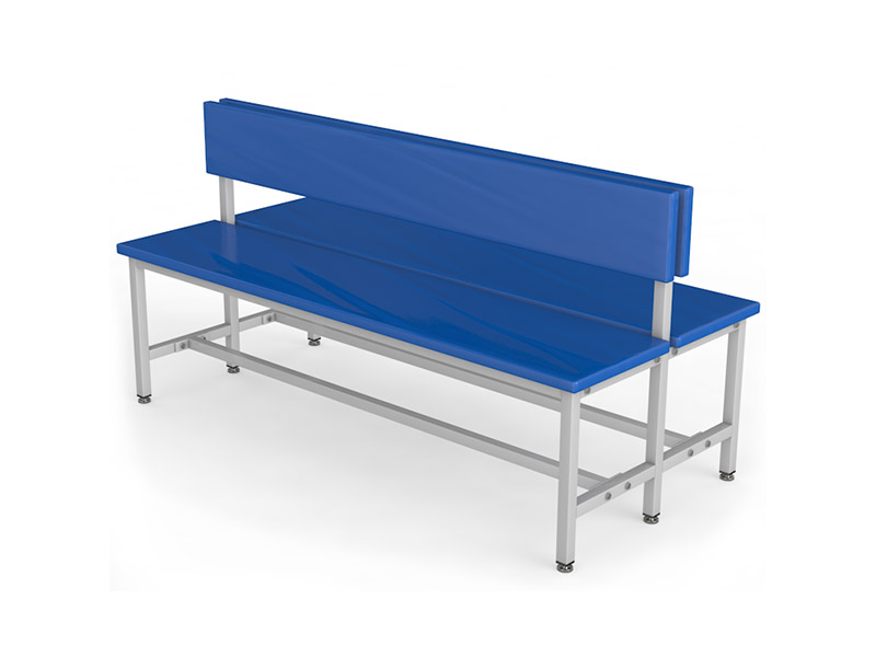 Скамейка для раздевалки со спинкой двухсторонняя мягкая ТМБ-Р3М