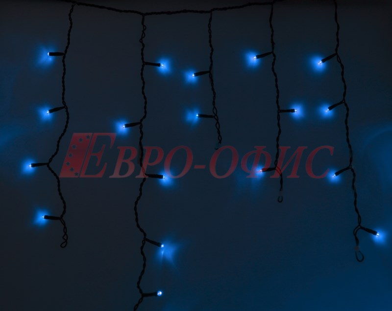 Гирлянда Айсикл (бахрома) светодиодный, 4,8 х 0,6 м, черный провод, 230 В, диоды синие, 176 LED NEON-NIGHT 255-133