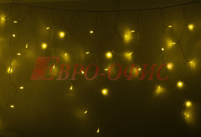 Гирлянда Айсикл (бахрома) светодиодный, 4,8 х 0,6 м, прозрачный провод, 230 В, диоды желтые, 176 LED NEON-NIGHT 255-141