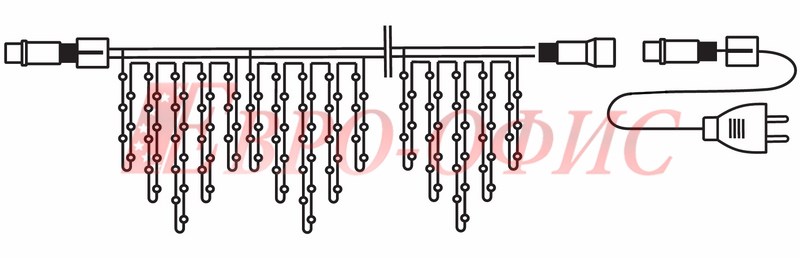 Гирлянда Айсикл (бахрома) светодиодный, 4,0 х 0,6 м, черный провод "КАУЧУК", 230 В, диоды белые, 128 LED NEON-NIGHT 255-225