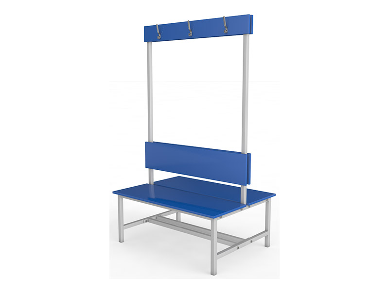 Скамейка для раздевалки двухсторонняя с вешалкой ТМБ-Р5ЛДСП (настил ЛДСП)