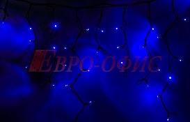 Гирлянда Айсикл (бахрома) светодиодный, 5,6 х 0,9 м, черный провод "КАУЧУК", диоды синие, 240 LED 255-253