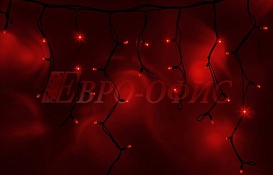 Гирлянда Айсикл (бахрома) светодиодный, 5,6 х 0,9 м, черный провод "КАУЧУК", 230 В, диоды красные, 12 LED NEON-NIGHT 255-242
