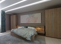 Спальня "Фореста" дуб аутентик коричневый + голубой горизонт (3 элемента)