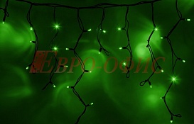 Гирлянда Айсикл (бахрома) светодиодный, 4,0 х 0,6 м, черный провод "КАУЧУК", 230 В, диоды зеленые, 128 LED NEON-NIGHT 255-224
