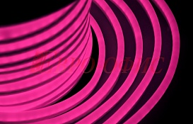 Гибкий Неон LED - розовый, оболочка розовая, бухта 50м 131-027