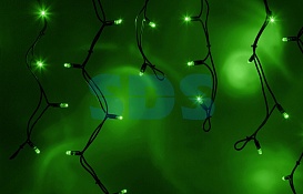Гирлянда Айсикл (бахрома) светодиодный, 5,6 х 0,9 м, черный провод "КАУЧУК", 230 В, диоды зеленые, 240 LED NEON-NIGHT 255-244