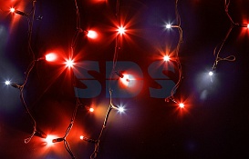 Гирлянда Айсикл (бахрома) светодиодный, 4,0 х 0,6 м, черный провод "КАУЧУК", диоды красные, 128 LED 255-232
