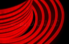 Гибкий Неон LED - красный, оболочка красная, бухта 50м 13-022