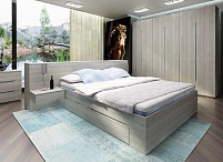 Спальня "Фореста" дуб аутентик серый+голубой горизонт (7 элементов)